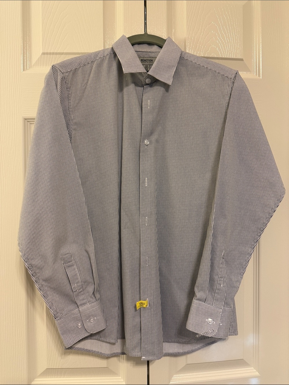 Kenneth Cole Reaction Boys Light Blue Micro-Check Dress Shirt 16R